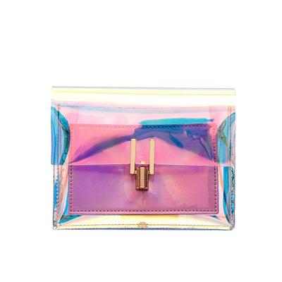 China 2021 high quality new fashion iridescent cross clutch purse - body bag clear chain handbags for women for sale