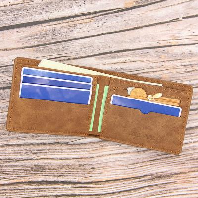 China New Design Waterproof ID Card Matte Vintage Short Leather Mens Wallets for sale