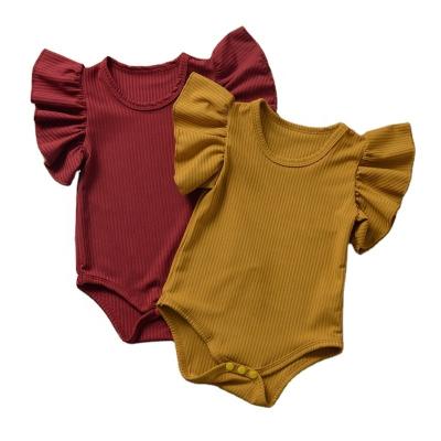 China Cozy Baby Clothes Newborn Hot Sale The Other Baby Clothes Solid Color Cotton Toddler Babies Romper Short Sleeve Ruffle Baby Clothes Onesie for sale