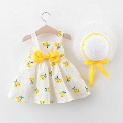 China 2022 Lovely print washable latest design vestido scam sombrero ninas de Para kids dress new summer beach dress for girls for sale