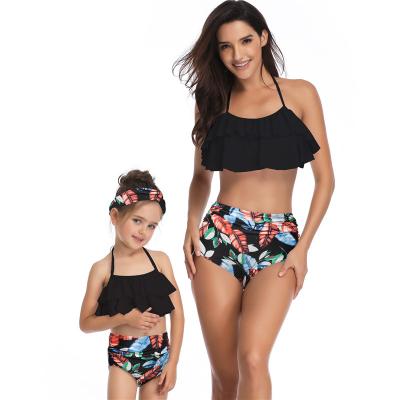 China Breathable In Stock Floral Mommy And Me Custom Beautiful Swimwear Fashion Babies Swimwear Logo Printing Designer Swimwear for sale