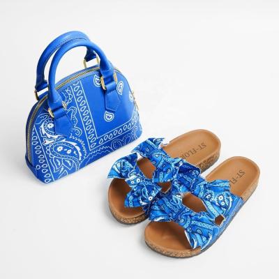 China New designer handbags women waterproof slippers with shoes set printing outdoor indoor sandals for women and ladies for sale