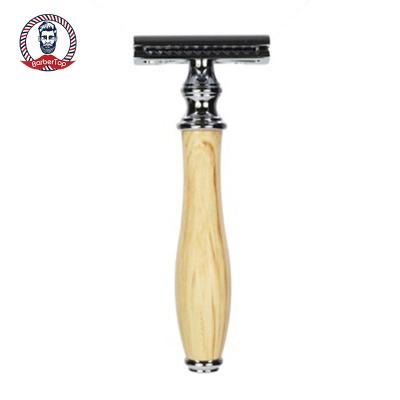 China BarberTop Twin Peach Blade Wood Grain Wood Grain Men's Razor Closed Head Design Shaving Knife Shaving Knife for sale