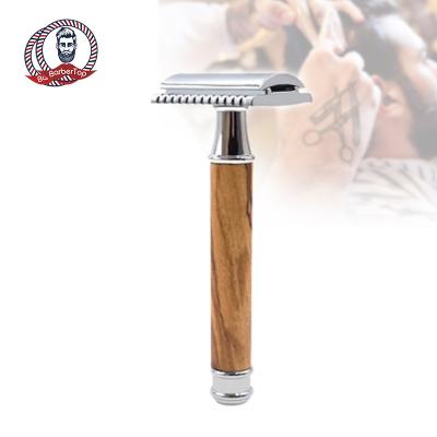 China Manual Beard Hair Care Tool Safety 1pcs Razor Blade Shaver Barber Men Wooden Handle DEEP CLEANING Wet Shave Shaving Tool for sale