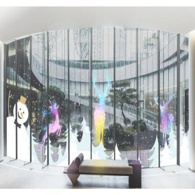 China Indoor Indoor High Brightness No Steel Frame Advertising Glass Window Video Wall Transparent Led Display for sale