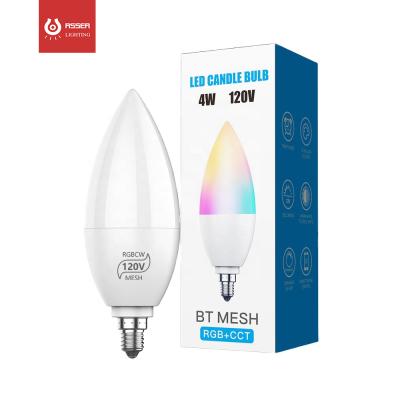 China 2021 Hotel Smart Candle Light Bulb Socket 320LM AC220V 4W Smart RGB RGB Color Candle Light Bulb for sale