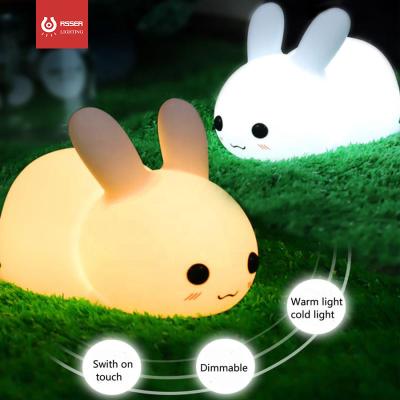 China Modern Animal Snow Rabbit Night Light Jade Hare Base Star Projector White Color Changing Led Night Light for sale