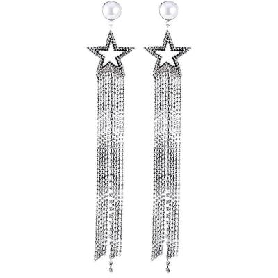 China TRENDY extra long tassel bead design with star earrings fashion exaggerate earrings for parties for sale