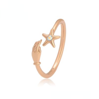 China A00709581 Xuping Fashion Jewelry New Design Star Ring CLASSIC Crystal Open Palm 18K Gold Soft Ring for sale