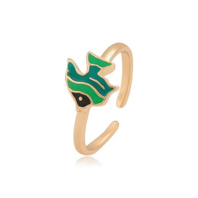 China A00724147 Xuping Jewelry CIA Beautiful Wind Carp 18K Gold Simple Green Joker Open Children's Ring Children's Ring for sale