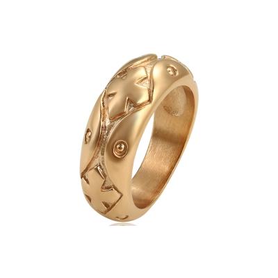 China Fashion 15993 xuping 18K gold color cross pattern ring with stainless steel for sale