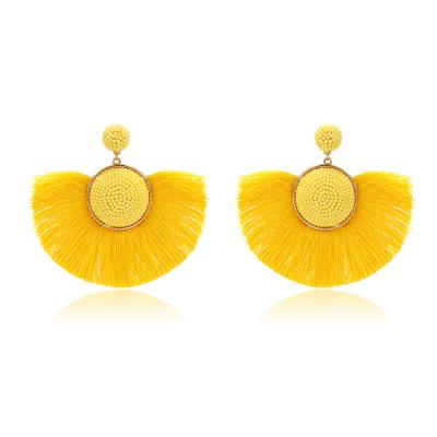 China Fashion 99576 Xuping Fashion Fan Shape Alloy Handmade Gold Plated Tassel Earrings For Women for sale