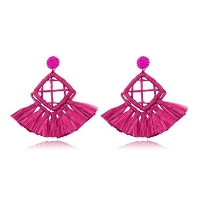 China CLASSIC 99550 Xuping Fashion Rose Fan Red Shape Women Jewelry Wholesale Custom Gold Plated Silk Tassel Earrings for sale