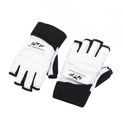 China Easy To Clean White PU WTF TKD Style Taekwondo Hand Gloves Keep for sale