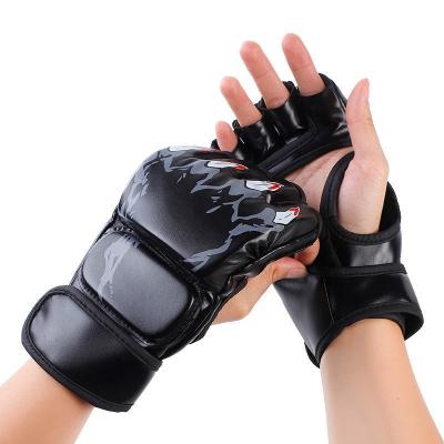 China Easy To Clean OEM Very Cheap Black Durable Short Finger Martial Arts Training Boxing Muttahida Majlis-e-Amal Sanda Gloves for sale