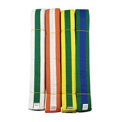 China Hot Sale China Factory Bright Color Customize Karate Thick And Durable Judo Taekwondo Martial Arts Striped Belts for sale