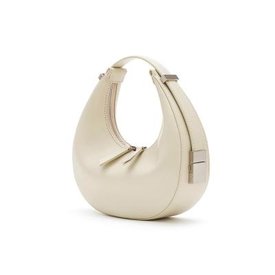 China Fashion Costom Round Shape Half Moon Hobo Women Handbags Genuine Leather Armpit Shoulder Bags for sale