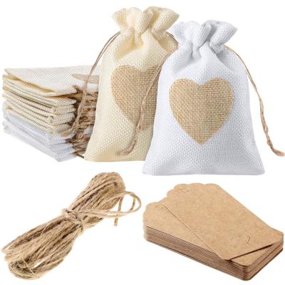 China Free Shipping Eco-friendly Burlap Drawstring Gift Envelope Favor Pouch Heart Pouch Bags From China Factory for sale