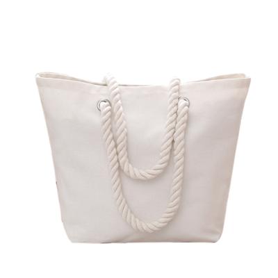 China Custom Rope Bag China Factory Large Capacity Cotton Canvas Rope Handles Packaging Shopping Bags for sale