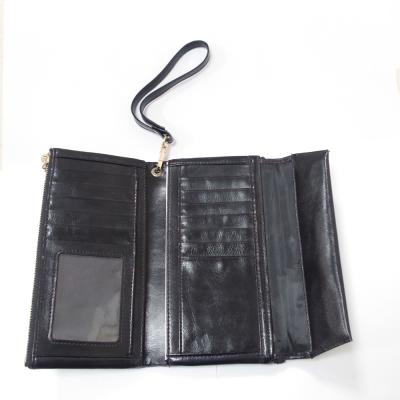 China Waterproof Hot Sale Females Clutches Wallet Long Zipper Mobile Phone Women Leather Wallet With Wristband for sale