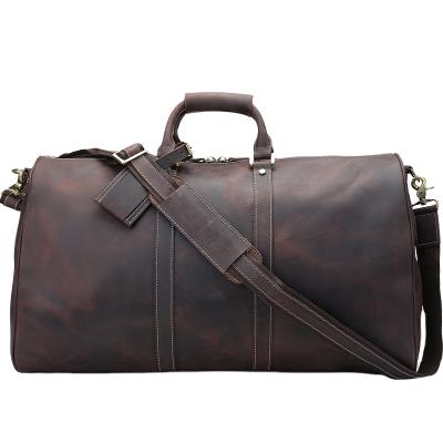 China NATIONAL Manufacturers Ladies Crazy Horse Traveling Leather Overnight Spend Duffel Bag for sale