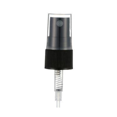 China 20/410 Black Ribbed  Plastic Perfume Spray Pump With Clear Cap  0.12Ml for sale