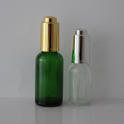 China Unique 30ml Green Glass Essential Oil Dropper Bottles With Eye Dropper for sale