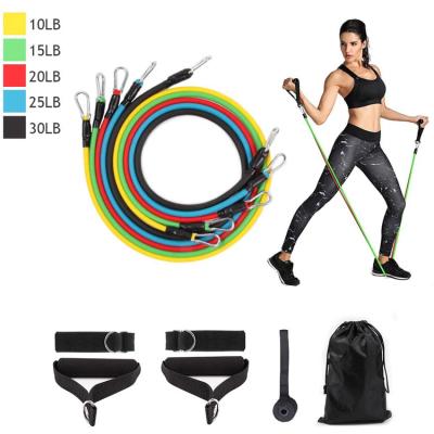 China 5 Colors 100LBS Unbreakable Tube Pull Rope Resistance Bands Kit Band Door Arm Ankle Straps Set of 11 PC Resistance Bands for sale