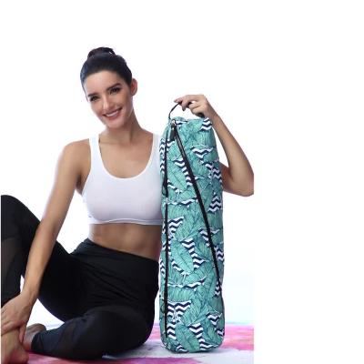 China Single Bag with Wooden Yoga Bag Canvas OEM Large Size Yoga Mat Bag Fashion Decoration Ball Zipper Pocket Fit Most Size Yoga Mat Bag for sale