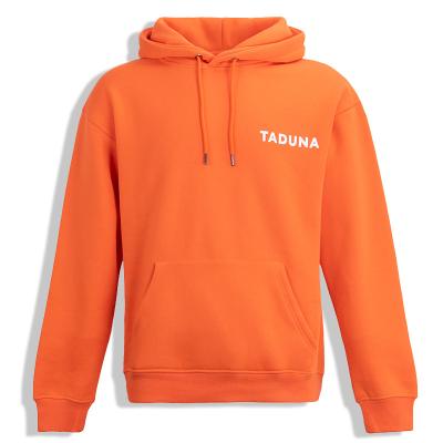 China 450gsm drawstring unisex streetwear Anti-wrinkle orange custom high quality 100% cotton pullover fleece hoodie for men for sale