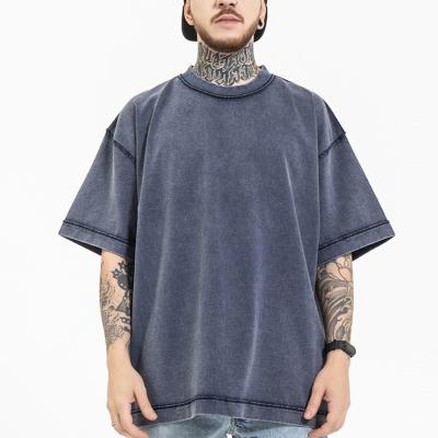 China Anti-Wrinkle Mens Blank Heavy Custom Oversized Acid Washed Cotton T-shirt Vintage T-Shirts for sale