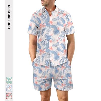 China Breathable Summer Custom 2 Piece Hawaiian Print Shirt Men Shorts Set for sale