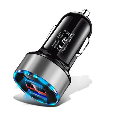 China Car Phone Charger Car Charger 2 Dual USB Port 3.1A Charger LCD Display 12-24V Plug Lighter Fast Car Charger Adapter for sale