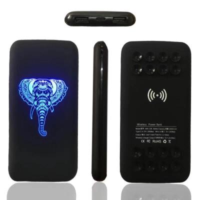 China Wireless Luminous Led Suction 10000mAh Powerbank Fast Charging Support Logo Power Bank for sale