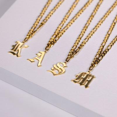 China TRENDY Greek English Letter Necklace Gold Stainless Steel Initial Letter Necklace Chain Birthday Gift Women Old Jewelry for sale