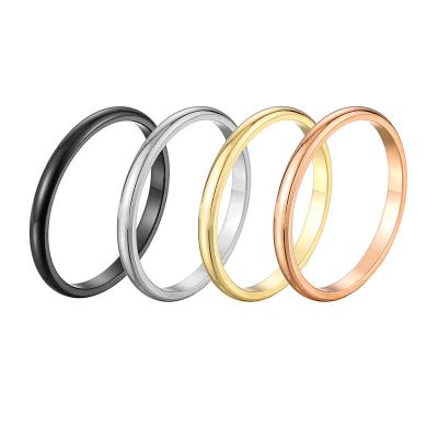 China Fashion Simple Shiny Titanium Ring 18K Rose Gold Plated Stainless Steel Spherical Couples Ring Wholesale TRENDY for sale