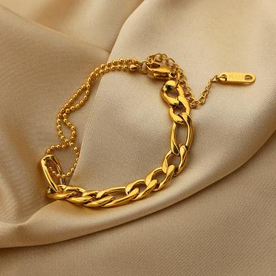 China Stitching Multifunctional Stainless Steel Figaro Gold Plated Bracelet Fashion Trendy Chef Fashion Factory Direct Sales Bracelet for sale