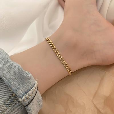 China 2021 TRENDY Fashion 18k Gold Plated Cuban Anklet Bracelet Stainless Steel Chain Link Anklet Foot Jewelry Gift Wholesale for sale