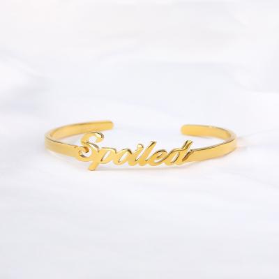 China FASHIONABLE DIY custom 9 kinds of font name bracelet stainless steel environmental protection 18K gold material English letter bracelet gift for sale