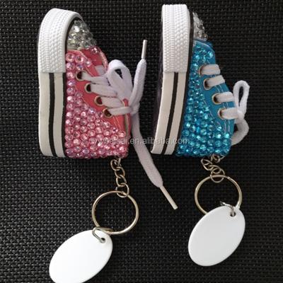 China Plastic Christmas Gifts Bling Rhinestone Mini Shoes Bling Key Chain for sale