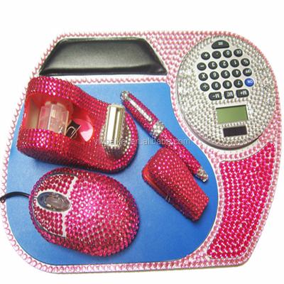 China Promotional Business Gift Rose Rhinestone Stationery Office Gift Set for sale