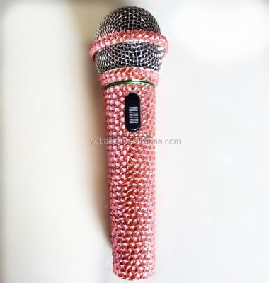 China Handheld Microphone Rhinestone Metal Wireless Bling Bling Microphone for sale