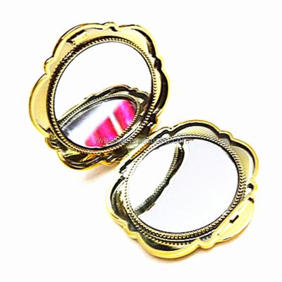 China Mini Pocket Mirror New Arrival Promotional Plating Pink Makeup Mirror With Beautiful Gift Box for sale