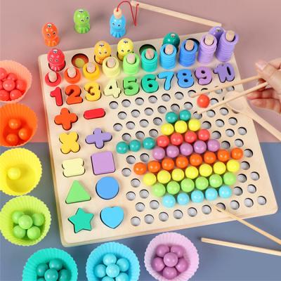 China Construction Toy Color Beads Logarithmic Geometry Math Dish Game and Learn Wooden Toys HC512408 for sale