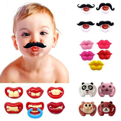 China Orthodontic Pacifier Holders Orthodontic Silicon Silicone Baby Kissable Mustache Funny Cute Pacifier for Babies for sale