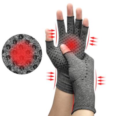 China Fingerless Copper Gloves Tourmaline Health Mitts Arthritis Compression Anti-Slip Ridding Gloves For Joint Pain Relief for sale