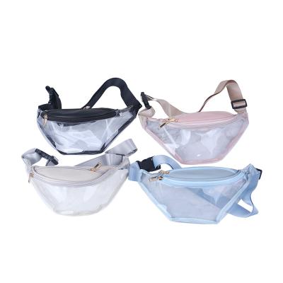 China Waterproof Wholesale PVC Transparent Bags Fashion Shoulder Bag Beach Plastic Clear Waist Bag for sale