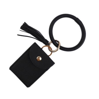 China Wholesale Waterproof Black Small Coin Wallet Wrist Strap Fashion Pocket Leather Key Purse for sale