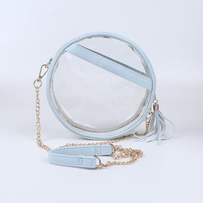 China High Quality Round Transparent Cross Body Logo Fashion Pvc Shoulder Bag Custom New Hot Sale Waterproof for sale