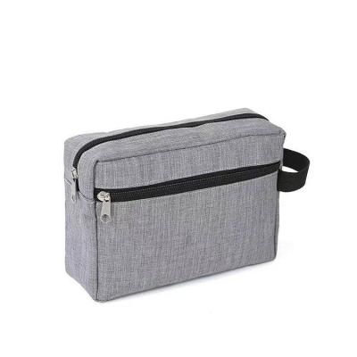 China Waterproof Customize Logo Small Gray Color Polyester Waterproof Cosmetic Makeup Vanity Bag for sale